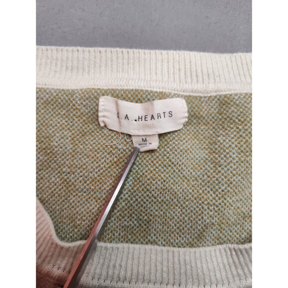 PacSun LA Heart Women's Floral Lazy Day Cropped Sweater Medium Cream Blue Orange - Picture 6 of 6